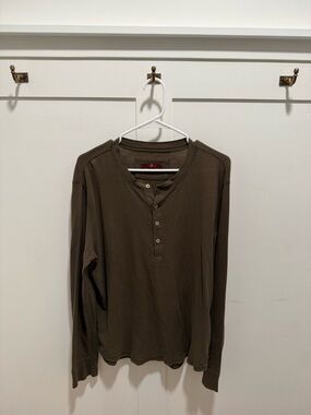 7 For All Mankind Long-Sleeve Henley in Dark Olive